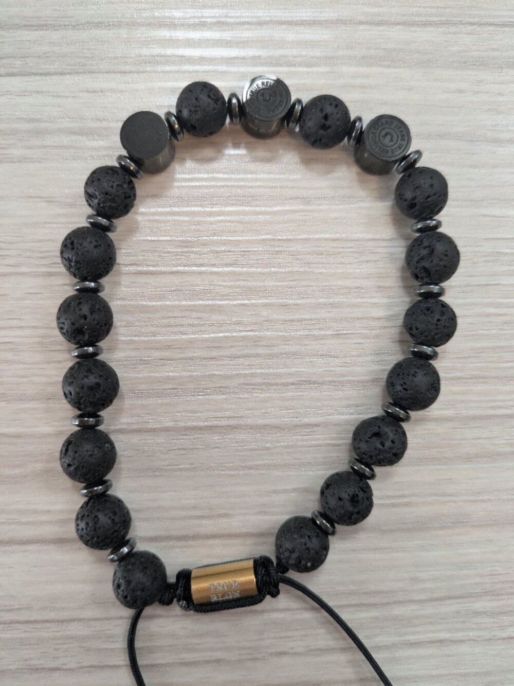 True Religion Men's Lava Stone Adjustable Bracelet